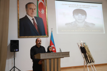 Şəkidə şəhid Bəxtiyar İdrisovun xatirəsinə həsr olunmuş “Şəhadəti ilə əbədiləşən Bəxtiyar ömrü” adlı anım tədbiri keçirilib