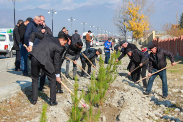 Şəkidə Yeni Azərbaycan Partiyasının təsis edilməsinin 32-ci ildönümü münasibətilə ağacəkmə aksiyası keçirilib