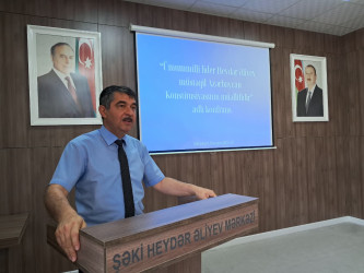 Şəkidə “Ümummilli lider Heydər Əliyev müstəqil Azərbaycan Konstitusiyasının müəllifidir” mövzusunda toplantı keçirilib