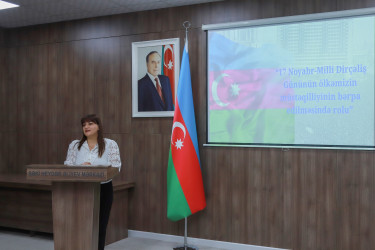 Şəkidə “17 Noyabr - Milli Dirçəliş Gününun ölkəmizin müstəqilliyinin bərpa edilməsində tarixi rolu” mövzusunda tədbir keçirilib
